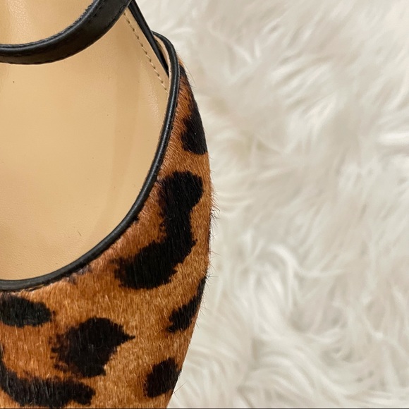 Talbots calf hair block heel heels 8 brown leather strap bow cheetah leopard - Picture 6 of 12